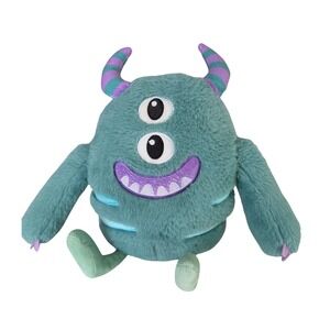 Beastie Buds Teal Monster Plush Two Eyed Striped Horns Weighted Glass Beads 2024